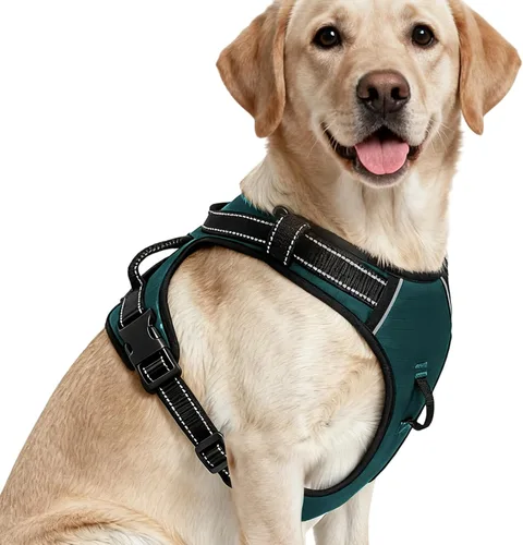 Miniatura 30 de Arnés para perro sin tirones, chaleco reflectante ajustable y acolchado para mascotas con asa de fácil control, fácil de llevar con nudo elegante