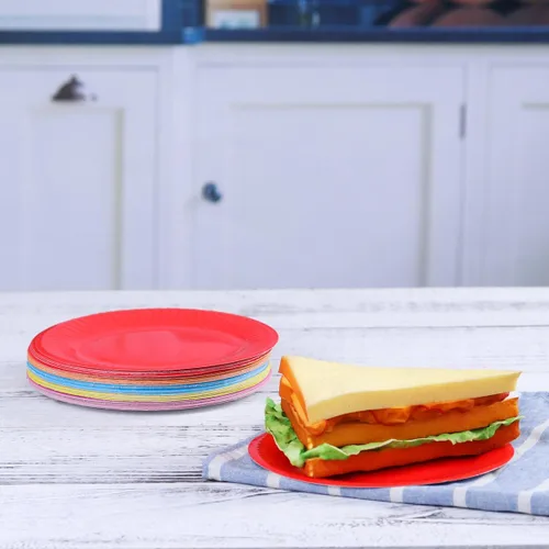 Miniatura 2 de NUOLUX Platos de postre de papel desechables de 6 pulgadas, platos pequeños redondos de papel para pasteles, aperitivos, cenas, fiestas y comidas