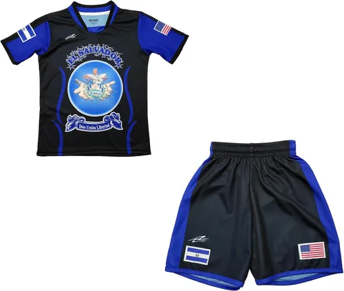 Arza Sports Uniforme de El Salvador para Niños Color Negro y Azul