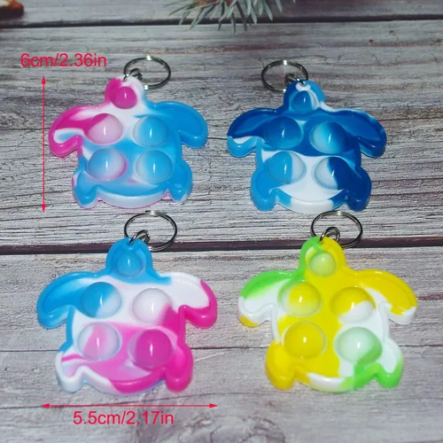Miniatura 4 de 30 paquetes de mini llavero de tortuga arcoíris a granel para niños y niñas, regalo de fiesta de verano, regalo para aliviar el estrés, estudiantes