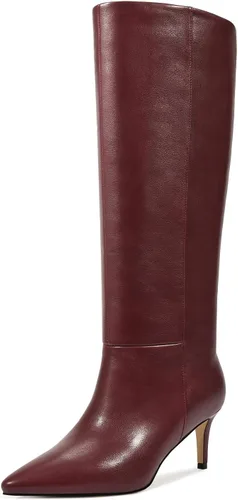 wetkiss Botas altas hasta la rodilla para mujer, con tacón de gatito y diseño de punta puntiaguda, clásicas y sexys