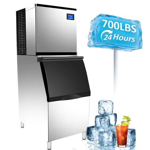 Miniatura 11 de Máquina comercial para hacer hielo de 2000 libras/24 horas, máquina de hielo automática de 220 V con almacenamiento de 1000 libras, control LED
