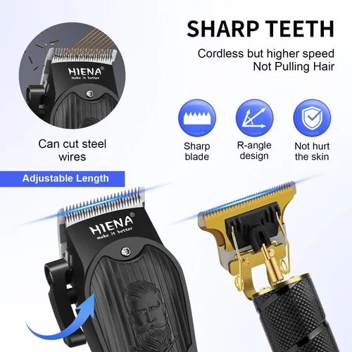 Miniatura 2 de HIENA PRO Juego de cortapelos profesional para hombres, kit de recortadoras recargables inalámbricas y juego de cortapelos, cortapelos de corte