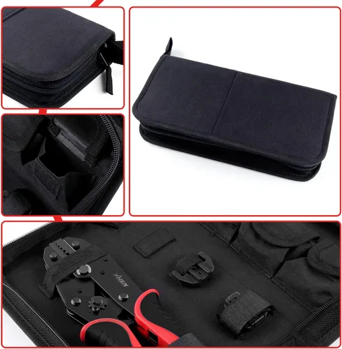 Miniatura 7 de Zhushan Juego de herramientas de prensado de alambre de 8 piezas, kit de crimpadora de trinquete con troqueles intercambiables para conectores