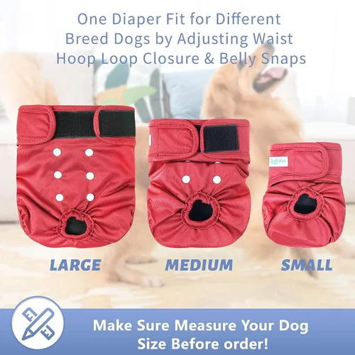 Miniatura 59 de Leekalos Pañales reutilizables lavables para perras, pañales para perras, altamente absorbentes, pañales ajustables para cachorros, pañales
