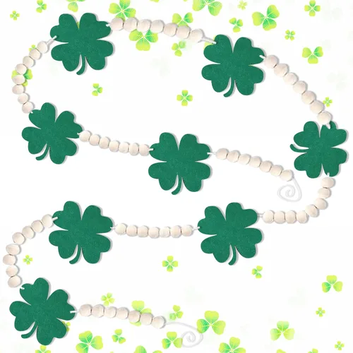 Cartel de decoración temática de trébol de la suerte, suministros para fiesta del día de San Patricio, guirnalda de trébol de 4 hojas para