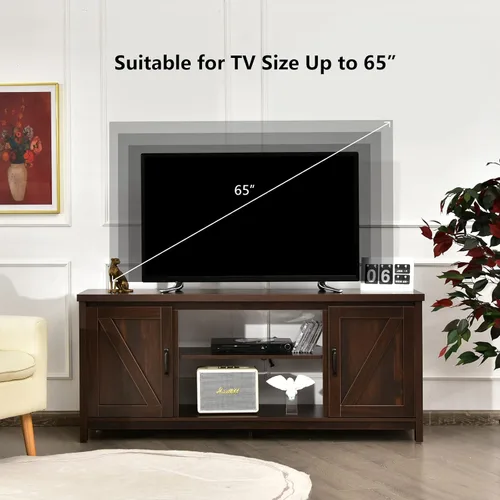 Miniatura 6 de Tangkula Soporte de TV con puerta de granero, mesa consola de TV para televisores de hasta 65 pulgadas, centro de entretenimiento multimedia con 2
