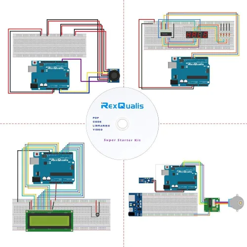 Miniatura 6 de Kit de inicio súper REXQualis basado en Arduino UNO R3 con tutorial y placa controladora compatible con Arduino IDE