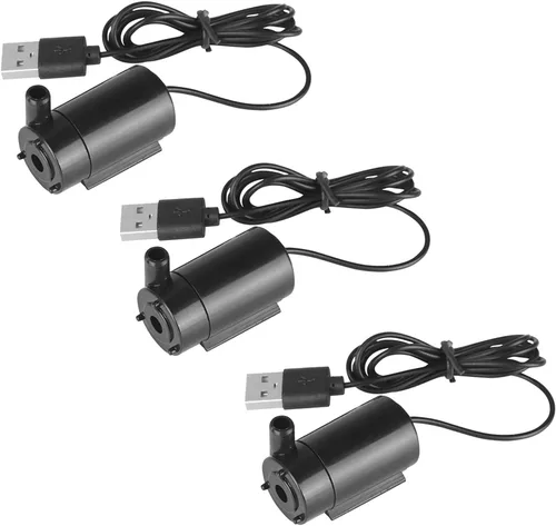 Miniatura 8 de 3 piezas DC 3-5V USB Micro sumergible Mini bomba de agua para acuarios, tanque de peces, estanque, fuente, hidropónica, jardín (blanco)