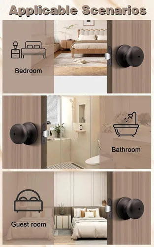Miniatura 5 de Probrico - Perillas de privacidad para puerta de baño/dormitorio, perilla interior de bronce aceitado sin llave, perilla de puerta con bloqueo sin