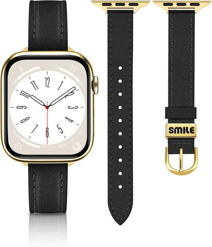 Miniatura 11 de JR.DM Correas de cuero delgadas compatibles con Apple Watch Band 1.496 in 1.575 in 1.614 in 1.654 in 1.732 in 1.772 in 1.811 in 1.929 in, correa