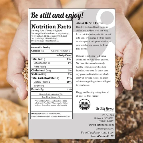 Miniatura 2 de Be Still Farms Farro Grain orgánico (4.8 libras) – Bayas de trigo integral Emmer a granel – Granos antiguos ideales para sopa, ensalada, harina