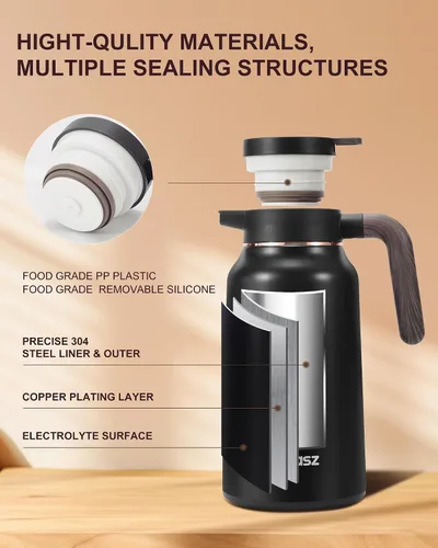 Miniatura 5 de Garrafas de 34 onzas para líquidos calientes, acero inoxidable aislado al vacío jarras de café térmicas para mantener caliente, dispensador de café