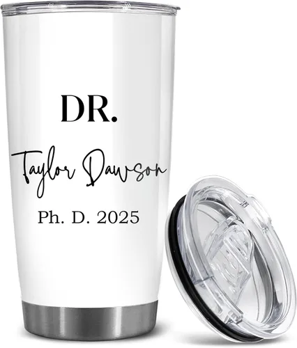 Miniatura 19 de BECHUSKY Regalo de graduación de doctorado personalizado, taza de doctorado con nombre personalizado, vaso de doctorado para hombres y mujeres