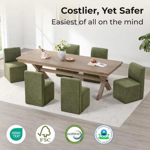 Miniatura 5 de CHITA Juego de 2 sillas de comedor con ruedas, tapizadas sin brazos, modernas sillas de comedor con rodillos para dormitorio, sala de lectura, sala