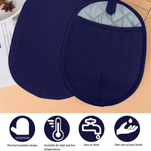 Miniatura 4 de Juego de 2 soportes de silicona para ollas con bolsillos, antideslizantes, acanalados, para cocinas, almohadillas calientes resistentes al calor