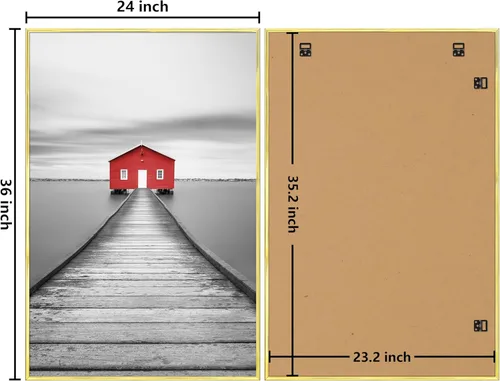 Miniatura 3 de ELSKER&HOME 24x36 Marco de Póster 3 Pack, Marco de Fotos Dorado para Montaje en Pared Horizontal o Vertical, Resistente y a Prueba de Arañazos
