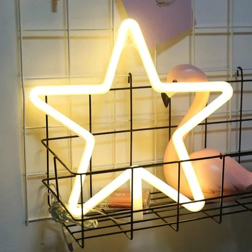 Miniatura 8 de ENUOLI Letrero de Neón LED Luces de Neón Estrella Luces de Neón Blancas Cálidas Luz de Pared de Neón Estrella Luz Nocturna LED Luces de Pared