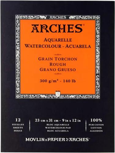 Miniatura 13 de Almohadilla de papel de acuarela Arches, 140 libras, prensa fría, 9"x12