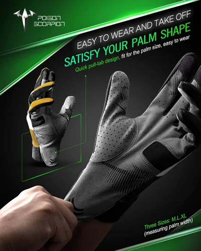 Miniatura 6 de POISON SCORPION Guantes de motocicleta para hombre, guantes de motocross para mujer, deportes al aire libre, dedo completo, amarillo, M
