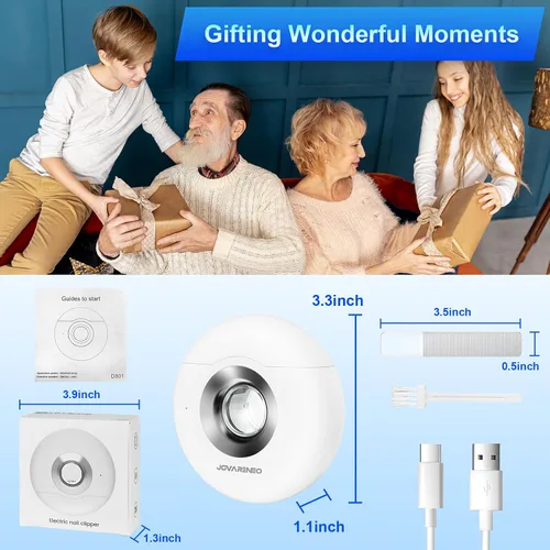 Miniatura 7 de Cortaúñas eléctrico inteligente con cabezales de doble hoja, luz LED, recortador automático de uñas, cortador de uñas y molinillo para uñas, seguro