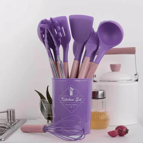 Miniatura 5 de Juego de utensilios de cocina de silicona, 12 piezas antiadherentes, resistentes al calor, sin BPA, herramientas de cocina, juego de herramientas