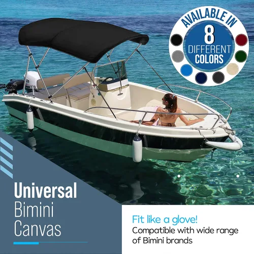 Miniatura 2 de Lona universal de repuesto Bimini de 4 arcos, lona superior Bimini solo con funda de almacenamiento con cremallera, grado marino 900D, impermeable