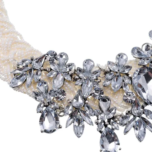Miniatura 5 de Jerollin Collar de perlas de imitación para mujer, collar de moda, collar de moda, collar de joyería de disfraz de moda, Cristal, No es una piedra