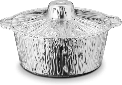 Miniatura 5 de Macetas desechables de aluminio con tapas, grandes, 5.5 cuartos de galón, paquete de 1 maceta desechable de aluminio