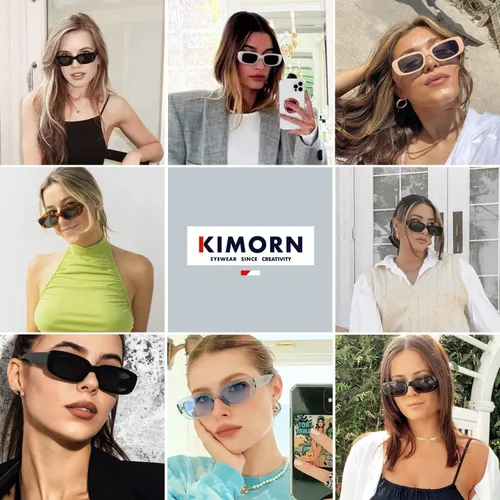 Miniatura 2 de kimorn Lentes de sol rectangulares para mujeres y hombres, modernos, retro, a la moda, gafas de sol vintage de los años 90, protección UV 400, marco