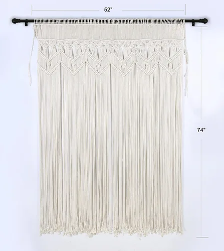 Miniatura 4 de Cortinas bohemias de macramé para puerta/puerta, divisores de habitación, 52 pulgadas de ancho x 74 pulgadas de alto