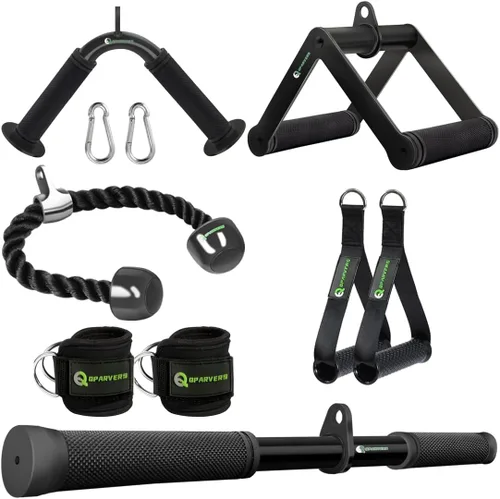 Miniatura 7 de QPARVERS juego de accesorios para máquina de cable, accesorios de jalón LAT, accesorios de máquina de pesas para gimnasio en casa Negro-4.0