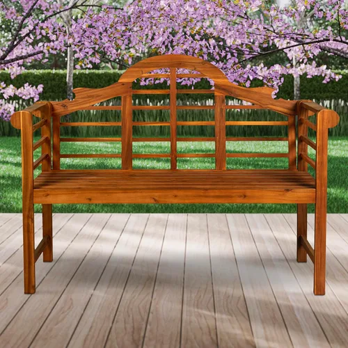 Miniatura 5 de JONATHAN Y Lutyens BNH103A - Banco de jardín de madera de acacia de 51 pulgadas, banco de jardín para 2 personas con respaldo arqueado de listones