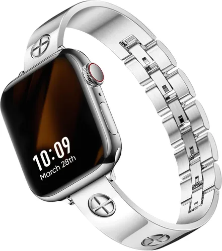 Miniatura 13 de Missair - Correa compatible con Apple Watch de 38, 40, 41, 42, 44, 45, 46, 49 mm, correa de metal de acero inoxidable para mujer, pulsera elegante
