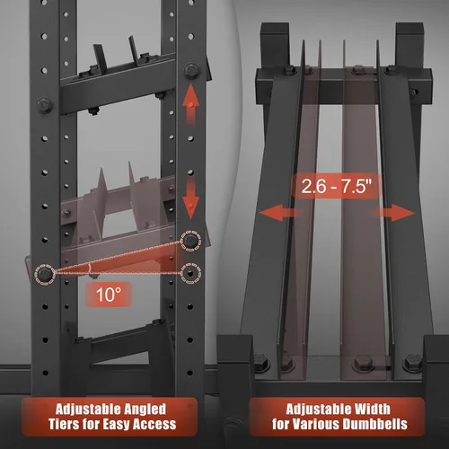 Miniatura 4 de Estante para mancuernas de 3 niveles, capacidad de 1200 libras, soporte de peso ajustable para gimnasio en casa, soporte de peso resistente