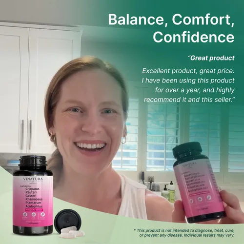 Miniatura 7 de VINATURA Lactobacillus Rhamnosus, Reuteri, Gasseri, Plantarum, Crispatus, Acidophilus Probióticos - Probióticos para mujeres *Hecho y probado