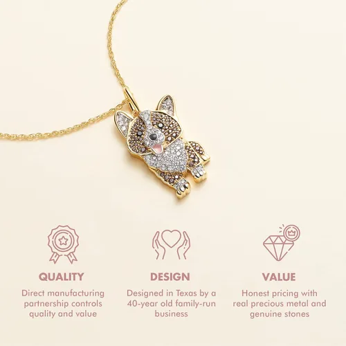 Miniatura 4 de SCAMPER & CO Collar con colgante de raza de perro para mujeres y niñas, dije de cachorro de piedra preciosa auténtica y circonita cúbica, regalo