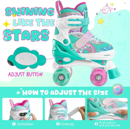 Miniatura 2 de PAPAISON Patines de ruedas ajustables con ruedas iluminadas para niñas, patines para niños y bebés de 4 a 6, 5 a 8, 8 a 12 años