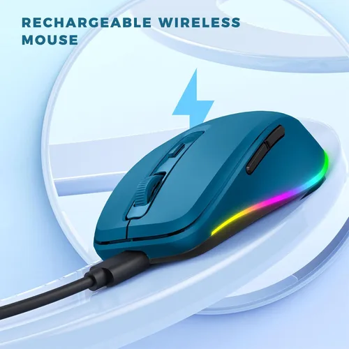 Miniatura 4 de PEIOUS Ratón Inalámbrico Jiggler - Ratones Inalámbricos LED con Mover de Ratón Integrado, Ratón Móvil Recargable para Laptop con Movimiento Azul