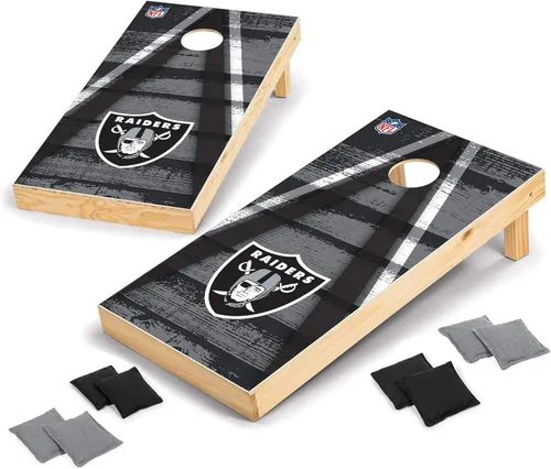 Miniatura 13 de Wild Sports - Set para jugar al cornhole (meter sacos pequeños en un agujero) con tablero de madera de 2 x 4 pies y 8 sacos con frijoles, diseño