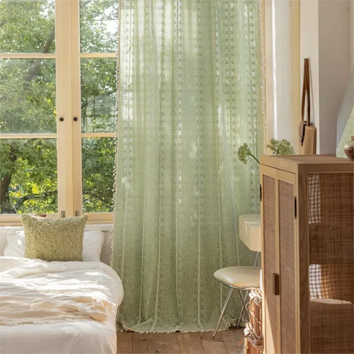 Miniatura 12 de Sutuo Home - Cortinas bohemias negras de 84 pulgadas de largo para dormitorio y guardería, cortinas de estilo rústico con dobladillo para barra