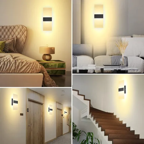 Miniatura 17 de TRLIFE Apliques de Pared LED Regulables, Aplique de Pared Moderno de 4 Temperaturas de Color 12W Luces de Pared Regulables Juego de 2 Luz Montada