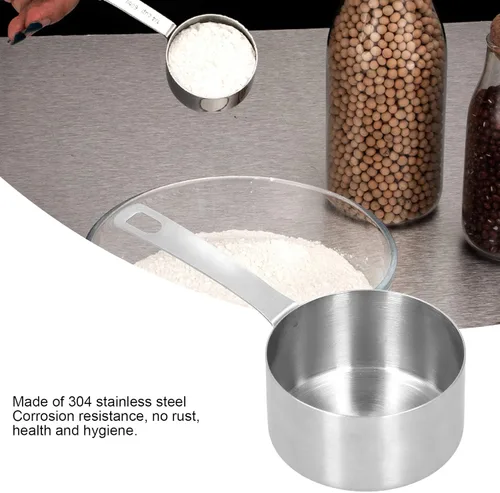 Miniatura 2 de Taza medidora con escala, cuchara medidora de acero inoxidable, cucharadita, accesorios de cocina, accesorio de cocina para medir ingredientes secos