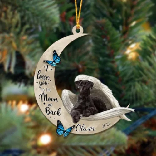 Miniatura 141 de Adorno colgante personalizado de ángel durmiendo en la luna, perro sabueso afgano, nombre personalizado, acrílico impreso en 2D plano – cumpleaños