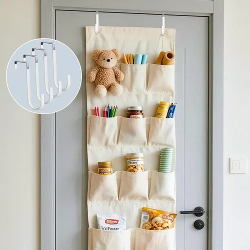 Miniatura 4 de HOOSUN Paquete de 4 ganchos para colgar sobre la puerta, ganchos de 5 pulgadas para colgar colgadores de puerta resistentes, ganchos para colgar