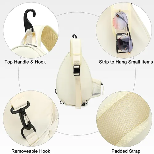 Miniatura 6 de Rejolly Bolsa Bandolera de Raqueta de Tenis para Mujeres y Hombres Acolchada Resistente al Agua Funda de Raqueta de Un Hombro Cruzada para 2 Nuevo