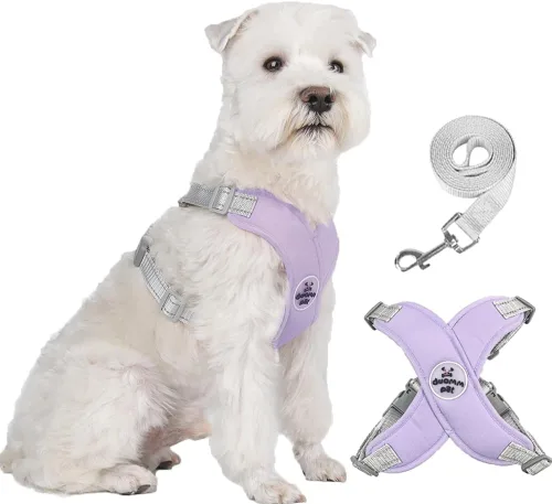Miniatura 12 de FEimaX Arnés para perro con marco en X para mascotas, sin tirones, juego de correa, ajustable, reflectante, sin estrangulamiento, para cachorros