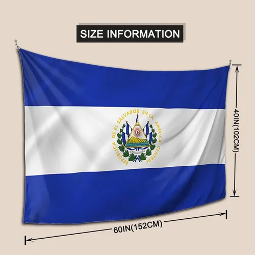 Miniatura 5 de Kkaingg Tapiz colgante de pared con bandera de El Salvador para dormitorio, estético, hippie de 60 x 40 pulgadas