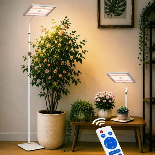 Luces de cultivo LED para plantas de interior con soporte para piso y mesa, luces de planta de espectro completo para cultivo en interiores con