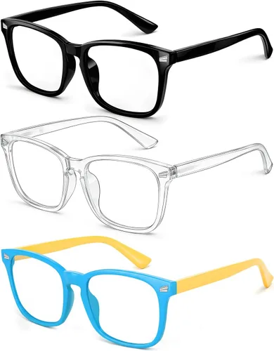 Miniatura 18 de Gafas de luz azul para niños y niñas, paquete de 2 lentes de luz azul para adolescentes y niños, anteojos falsos, anteojos para niños pequeños, de 6